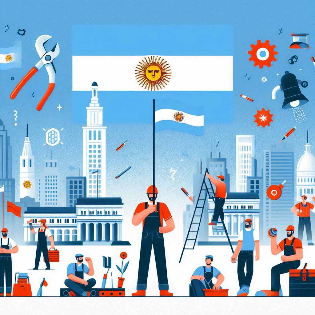 Un diseño gráfico minimalista y contundente que simbolice el Día del Trabajo para captar de inmediato la atención. La imagen se compone de un puño en alto, estilizado de manera moderna, simbolizando fuerza y resistencia; este elemento se funde con un fondo que incorpora sutilmente los colores de la bandera argentina (celeste y blanco). La tipografía, limpia y de línea recta, incorpora la leyenda “Día del Trabajo”, evocando un mensaje de compromiso, unidad y esperanza en medio de los constantes cambios políticos. Esta miniatura busca comunicar de forma directa y simbólica la esencia de la lucha obrera.